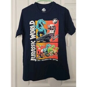 Jurassic World Tshirt Size M (8) Navy Multicolor